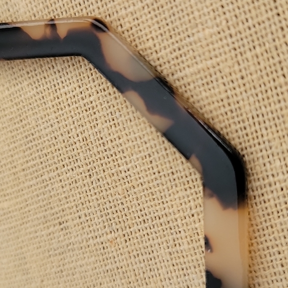 Tortoise Shell Octagon Hoop Earrings - Picture 2 of 5